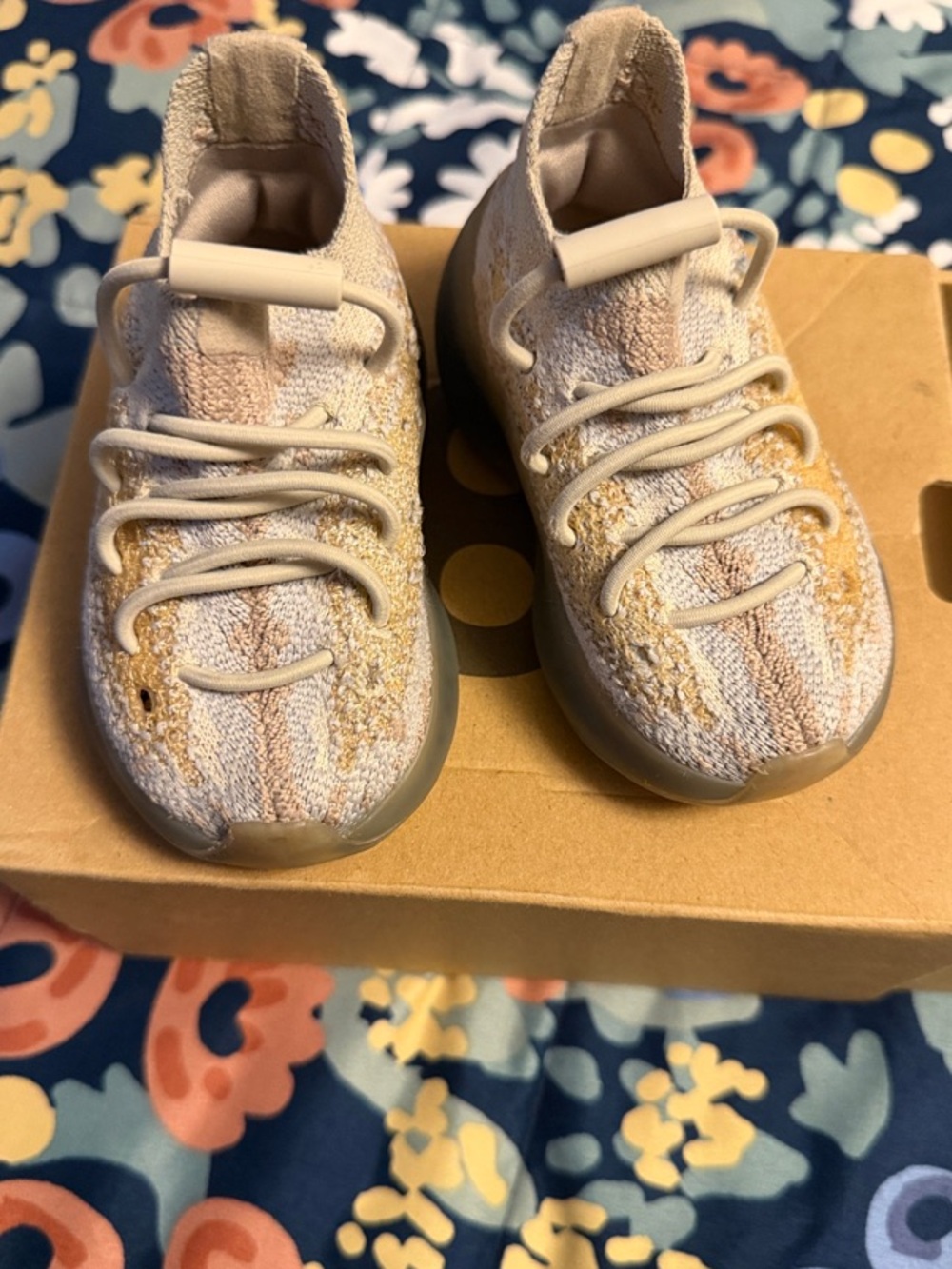 Kids Slip-On Knit Sneakers in Beige and Tan